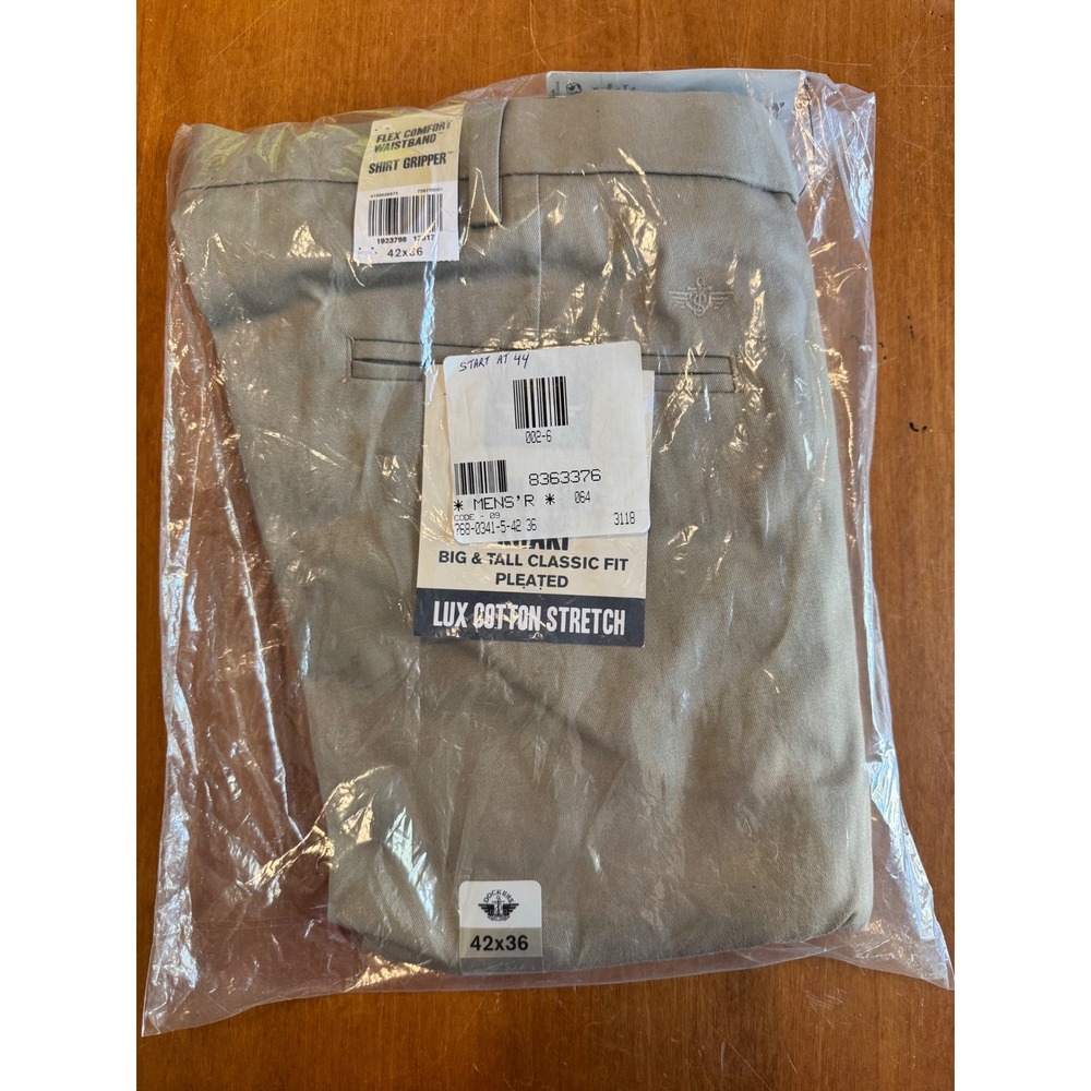 Dockers Signature Khaki Mens 42x36 Big & Tall Classic Fit Pleated Pants Tan NEW